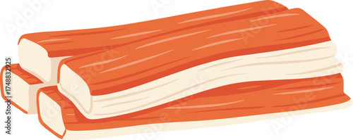 Flat Illustration Stacked Crab Sticks Culinary Ingredient Seafood Delicacy