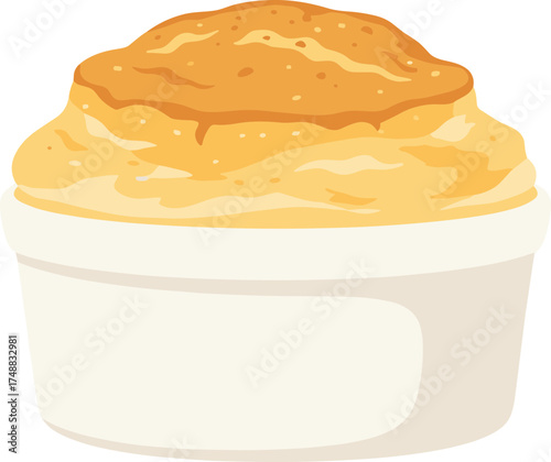 Simple Flat Creamy Souffle Dish Dessert Illustration Design Element