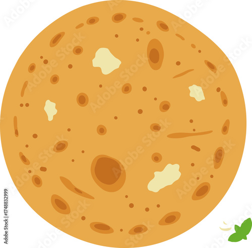 Simple Flat Illustration Chapati Roti Indian Bread Food Cuisine