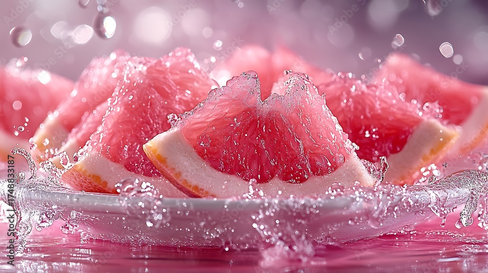 Fototapeta premium Pink Grapefruit Splash Citrus Burst of Refreshment.