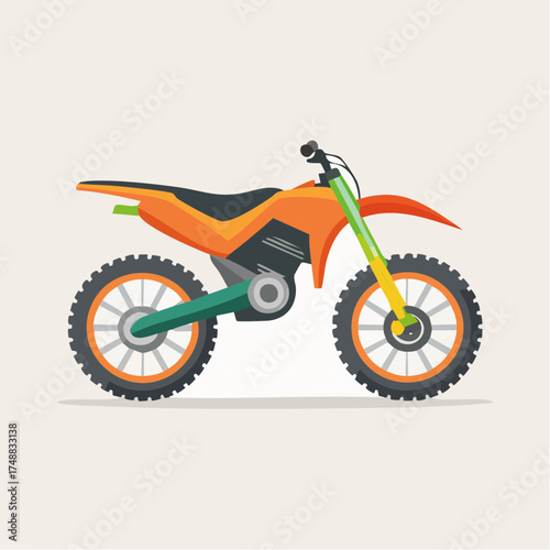 Vibrant Illustration of an Off-Road Motorcycle in a Minimalist and Modern Design