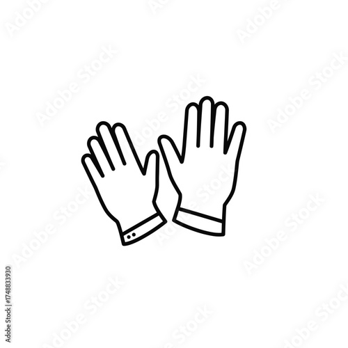 Pair of gloves, protective handwear, line art.