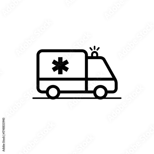 Ambulance icon with star of life, emergency vehicle symbol.