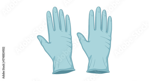A simple vector illustration of a pair of blue disposable gloves, symbolizing hygiene, safety, and personal protective equipment in healthcare