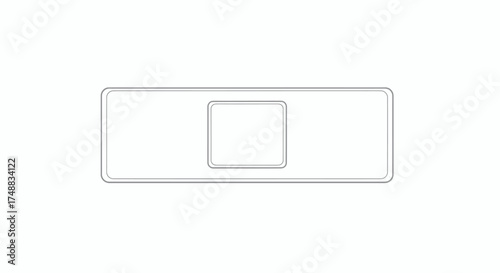 Minimalist outline icon of an adhesive bandage strip. Vector graphic representing first aid, medical supplies, and healthcare for wound protection and healing