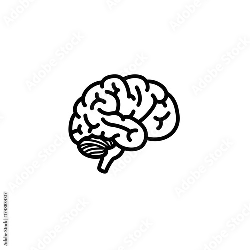Stylized line drawing of a human brain, viewed from the side.