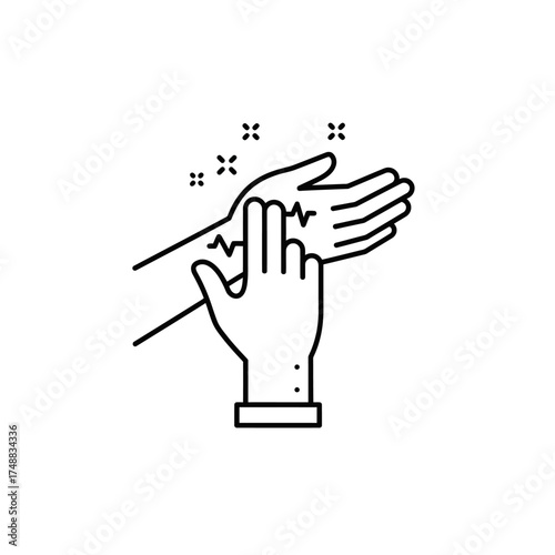 Illustration of a hand taking a pulse on another hand's wrist.