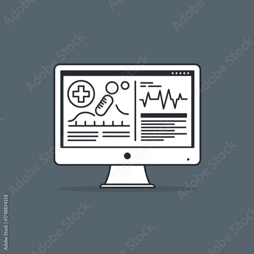 Computer screen displaying medical data and health information.