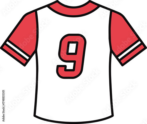 White and Red Sports Jersey with Number 9 – Athletic Team Uniform for Competitive Sports