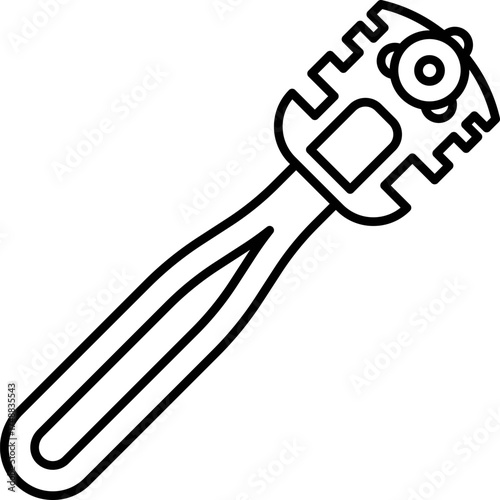 Outline of Glass cutter. Line art vector of Glass cutter. Icon of Glass Cutter Tool for Simple Use. A line art style icon depicting glass cutter. Handheld glass breaker with a built-in seatbelt cutter