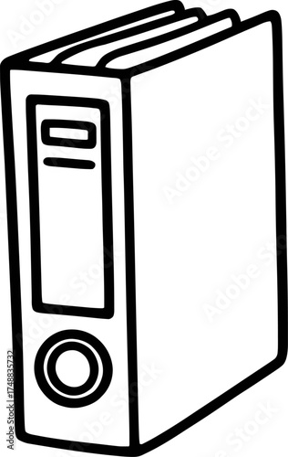 Office ring file outline. Line art Vector of Ring binders for organizing documents and papers in an office or school setting. Vector of files, folders, and paperwork organization. 