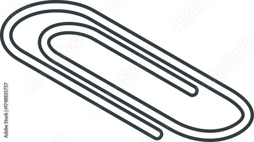 Paper clip outline. Metal paper clip isolated on transparent background. Page holder, binder. Vector illustration.