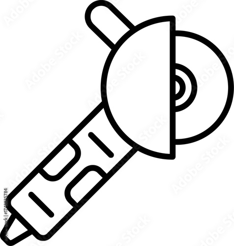 Electric Angle grinder outline. Vector of Angle grinder cuts material industrial application. Icon of electric angle grinder. Line art vector of angle grinder tool. 