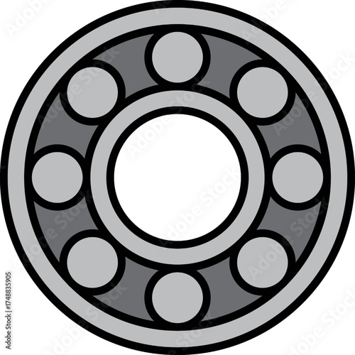Vector of Ball bearing. Close up view of a ball bearing with many small metal balls. 