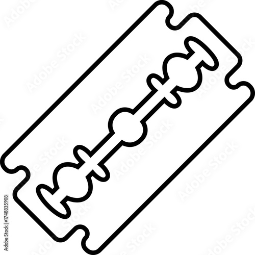 Razor Blade outline. Icon of razor blade. Razor Blade  on White Background. Sharp Blade for Shaving or Utility. Razor Blade Glyph Icon