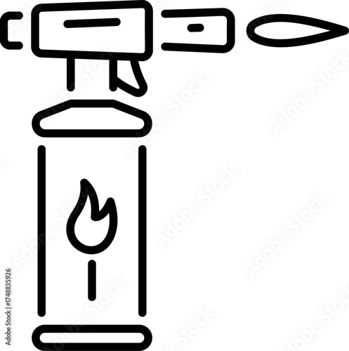 illustration of a Blowtorch. Gas blow torch icon vector graphics. A blowtorch with a flame. 
