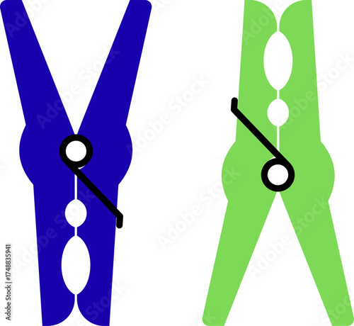 Vector of Clothes pin. Clothespin icon. laundry clothes pin sign. Clothes peg for drying laundry outdoors. clothes peg on white background