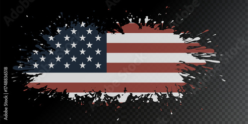 Grunge USA Flag. American flag brush paint texture. Distressed US symbol, United States flag Vector Illustration for Celebration Holiday 4 of July, American President Day, star and stripes