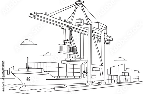 vector drawing of a ship and cargo