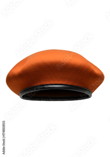 Orange Beret on Transparent Background for Design Element Isolated View