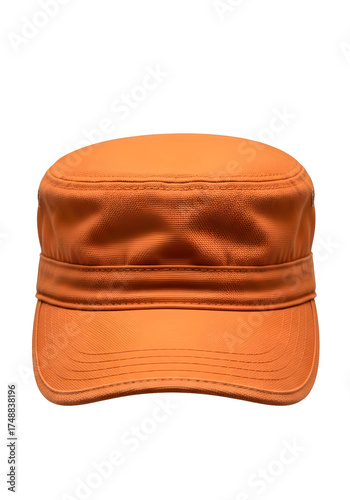 Orange Military Style Cap Isolated on a Transparent Background