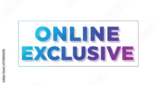 Vibrant online exclusive promotional text banner design with gradient and shadow effects for special deals