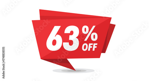 Sixty-Three Percent Off Crimson Promotion Banner Design, Ideal for Limited-Time Sales and Seasonal Offers