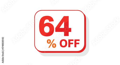 Enticing sixty-four percent off offer, discount badge design element, vector illustration for marketing campaigns and promotional materials with