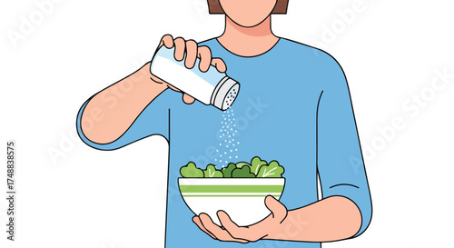 Adding salt to a vibrant salad creation for a balanced and tasty meal preparation illustration adding flavor adding nutrients for healthy lifestyle