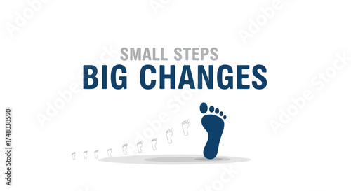 Visual Metaphor of Gradual Progress Leading to Significant Transformation Depicting Footprints