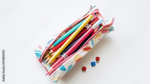 White Background Stationery Set for Students: Showcasing Practical, Colorful, and Organized School Supplies – Including Notebooks, Pens, Pencils, and Binders, Ideal Visuals for Back-to-School E-Commer