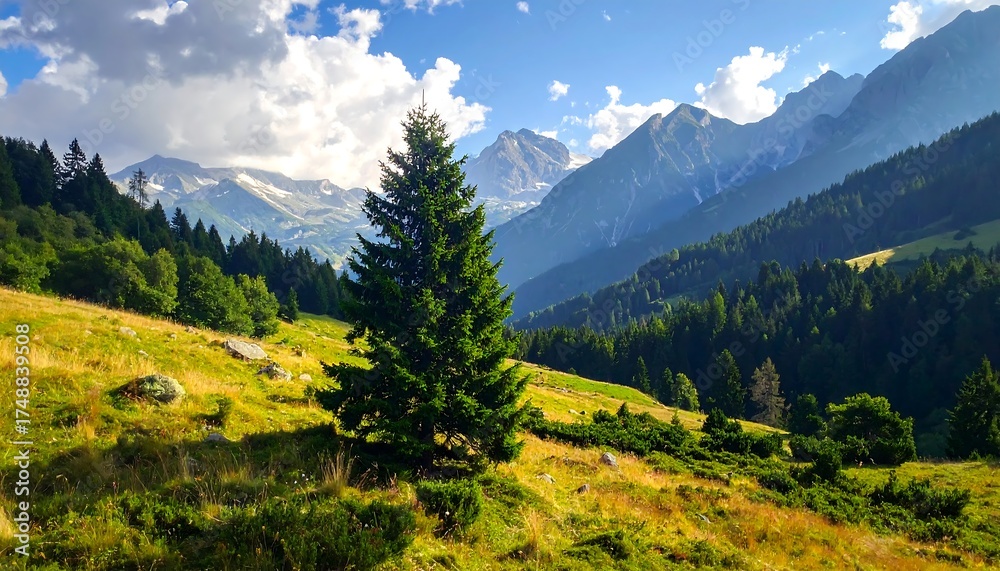 Fototapeta premium Mountain Meadow Scenic Landscape.