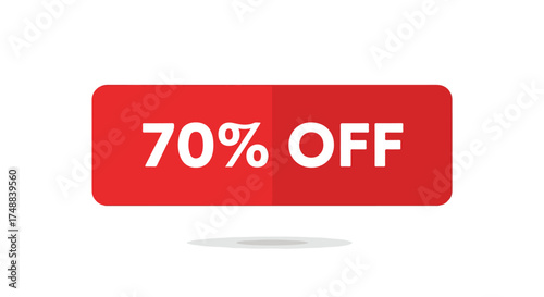 Attractive seventy percent discount promotion, enticing red banner on white background highlighting exclusive savings for astute shoppers