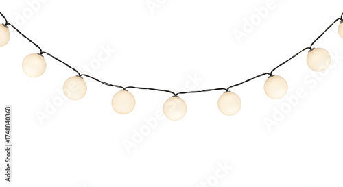 String Of Illuminated Spherical Lights On Black Background