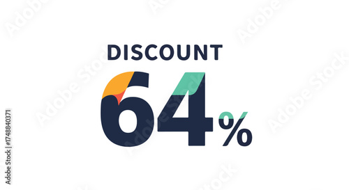 Promotional graphic featuring a bold sixty-four percent discount offer, designed for captivating marketing campaigns and enticing sales promotions