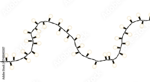 String Of White Glowing Decorative Lights On Black Background