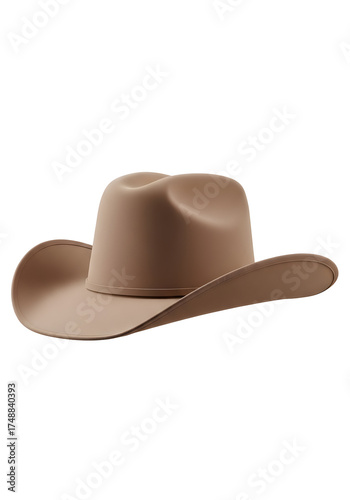 Studio Shot of a Beige Cowboy Hat Isolated on a Transparent Background