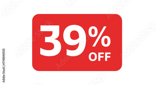 Eye-catching promotional graphic featuring a 39% discount on a red rectangle shape for marketing campaigns