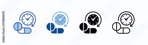 Pill Dosage Icon Sheet Multiple Style Collection Isolated Vector