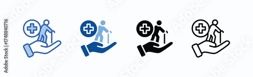 Geriatrics Icon Sheet Multiple Style Collection Isolated Vector