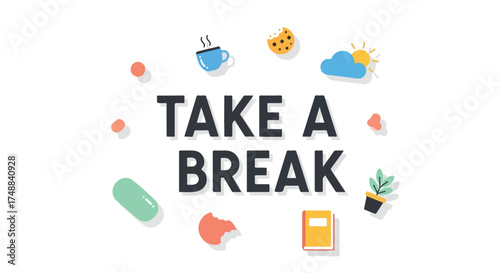 Refresh and recharge: Infographic showcasing a comforting assortment of items encouraging a restful pause