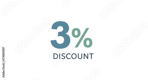 Enticing three percent off promotional graphic, signaling savings and limited time financial incentive announcement on neutral backdrop