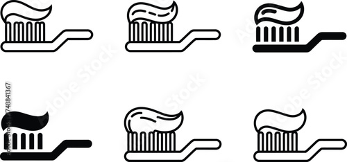 Toothbrush and Toothpaste Icons: A Collection of Dental Hygiene Symbols