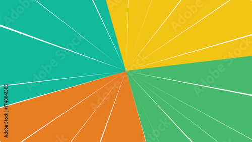 Abstract geometric background with radiating lines and colorful segments creating a dynamic and eye catching design perfect for modern presentations and web layouts vibrant and energetic