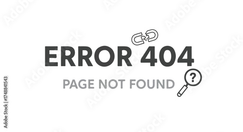 Humorous 404 Error Page Illustration Featuring Broken Chain and Magnifying Glass Emblematic of Missing Content with Minimalist Design