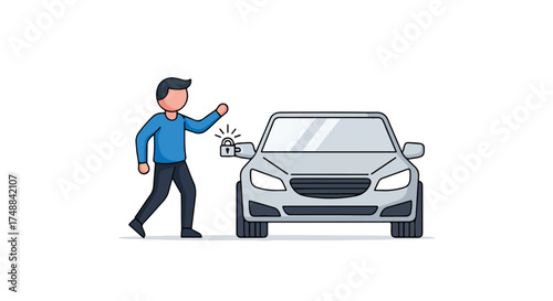 Automated vehicle entry with remote access and keyless access feature illustration design concept for modern transportation