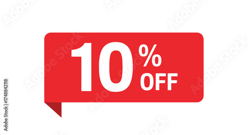 Eye-Catching Red Tag Highlighting a Generous 10 Percent Off Discount on Products and Services Promoting Value Offers