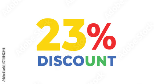 Eye-Catching 23 Percent Discount Promotion Graphic with Bold Colorful Typography for Retail Marketing Promotion