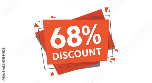 Vibrant sixty-eight percent discount emblem with geometrical accents offering promotional sale announcement and promotional campaign banner design
