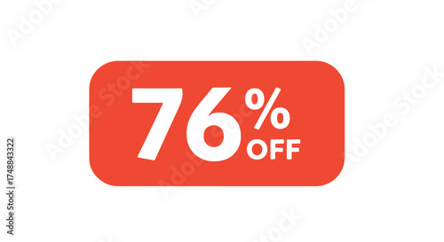 Eye-catching promotional badge displaying a 76% discount, perfect for advertising campaigns and limited-time offers across various platforms